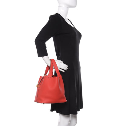 Hermes Taurillon Clemence Picotin Lock 22 MM Rouge De Coeur 2 of 11