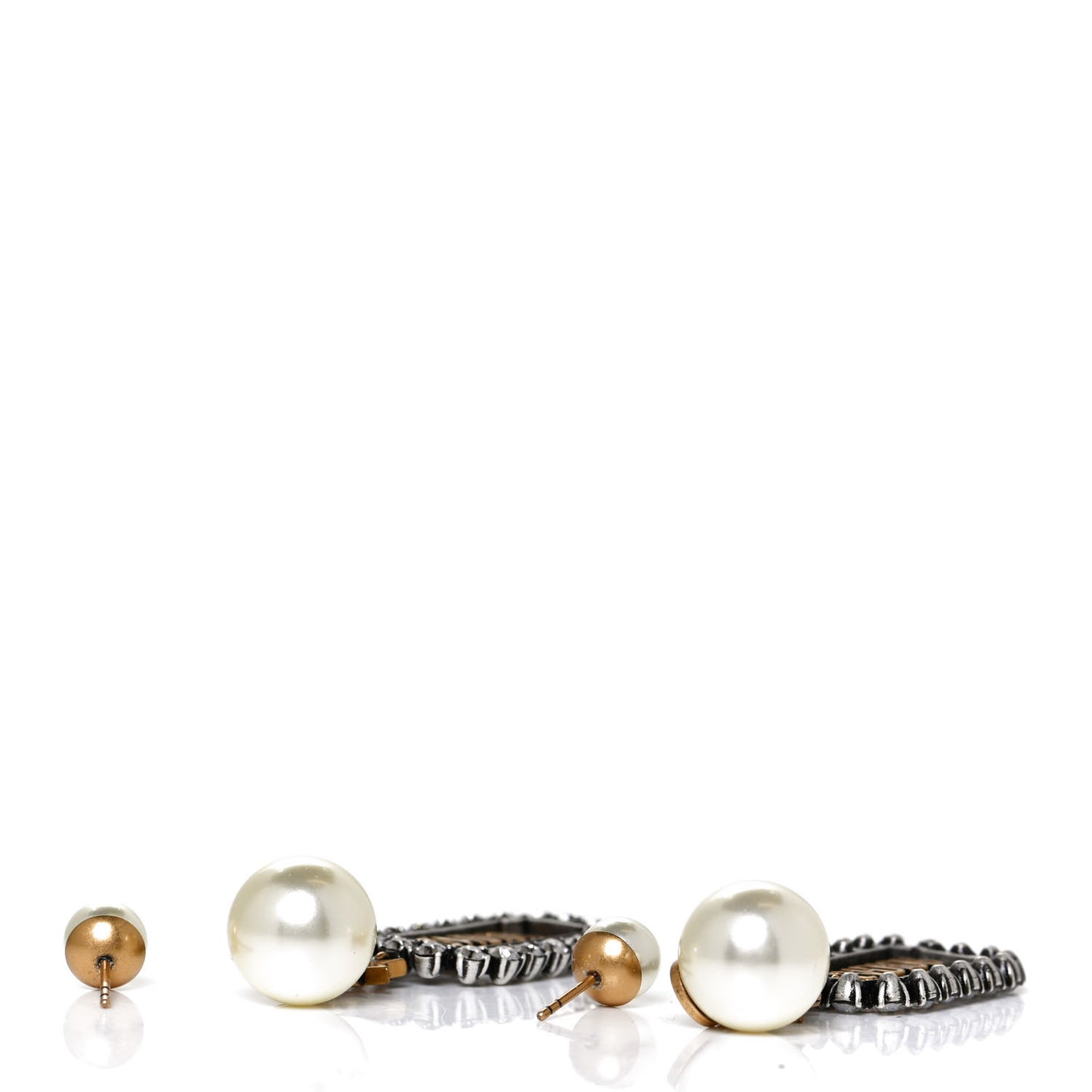 Pearl Crystal J'Adior Rectangle Tribales Earrings Antique Gold