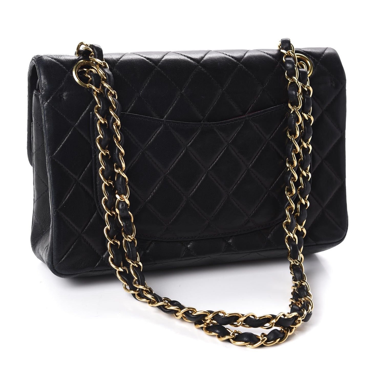 Lambskin Quilted Small Double Flap Black