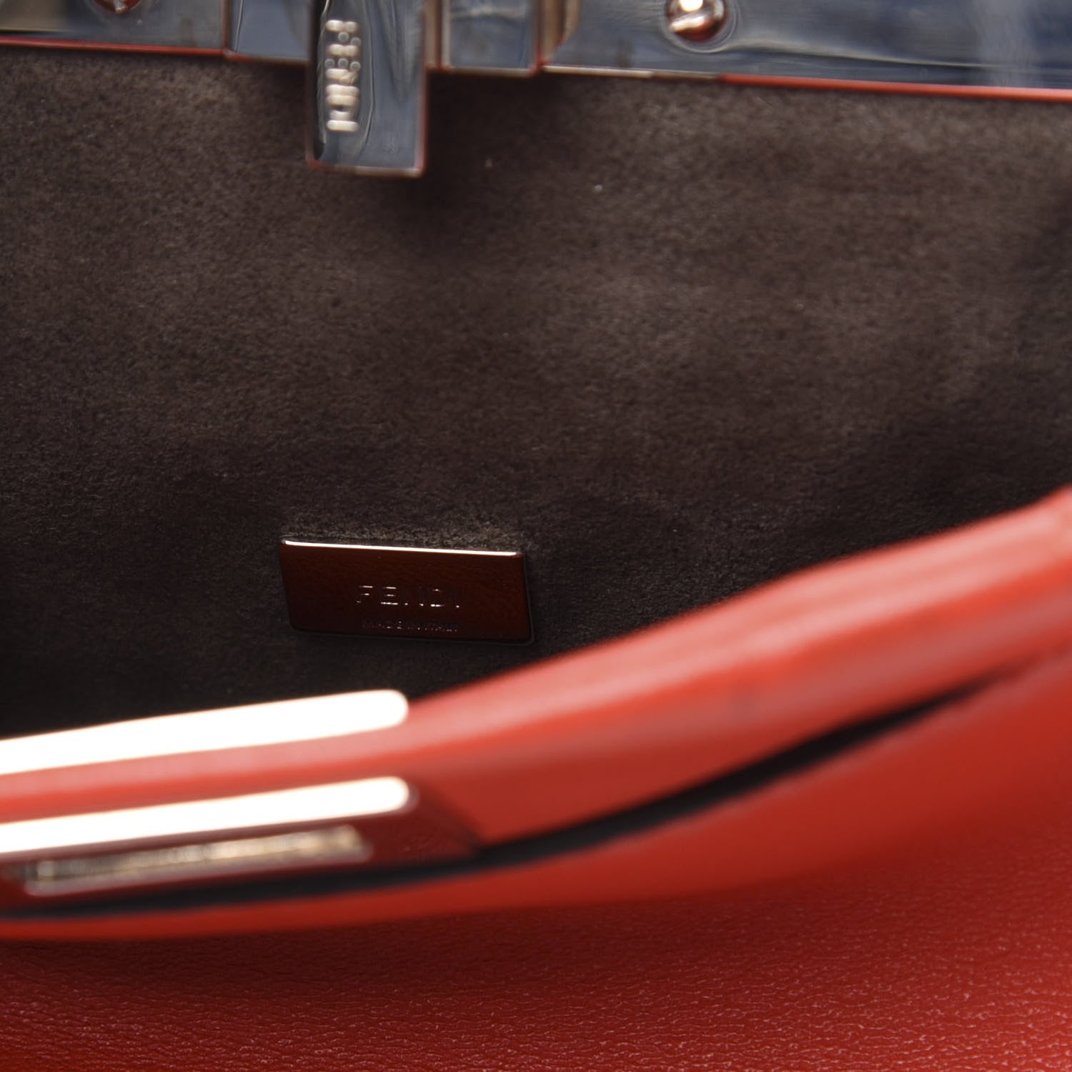 Fendi Shiny Nappa Micro Peekaboo Iconic Satchel Rosso Pimento 8 of 11