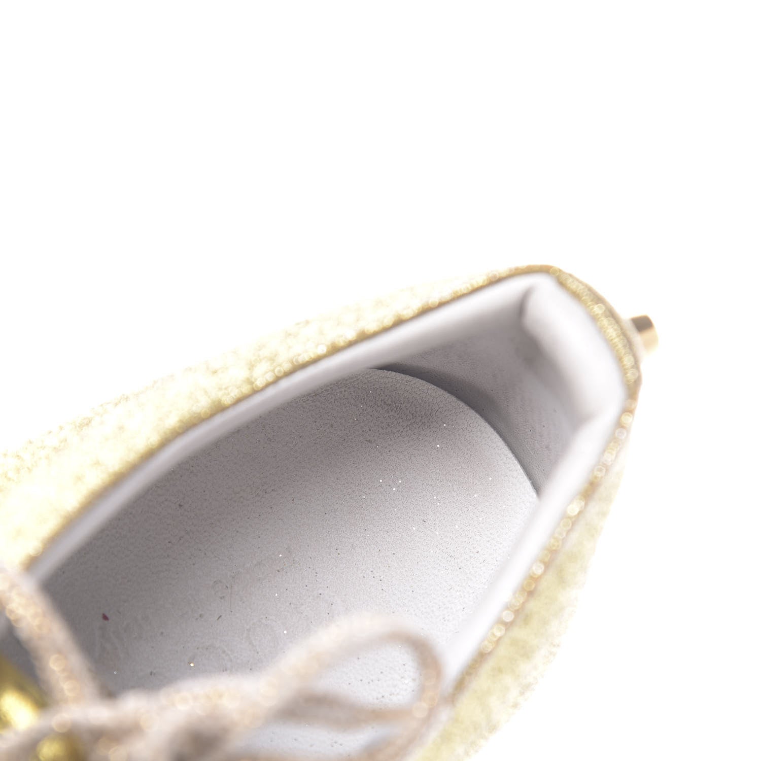 Gucci Metallic Calfskin Studded Mens Bambi Web GG Sneakers 7.5 Gold 9 of 13