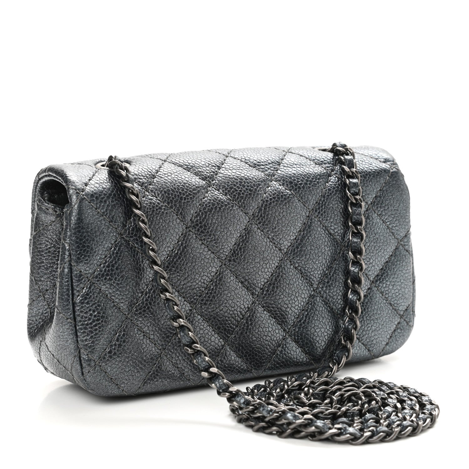 Chanel Metallic Caviar Quilted Extra Mini Flap Charcoal 3 of 11