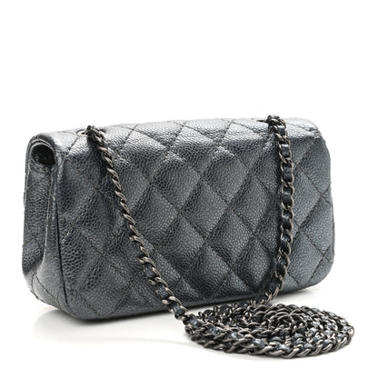 Chanel Metallic Caviar Quilted Extra Mini Flap Charcoal 3 of 11