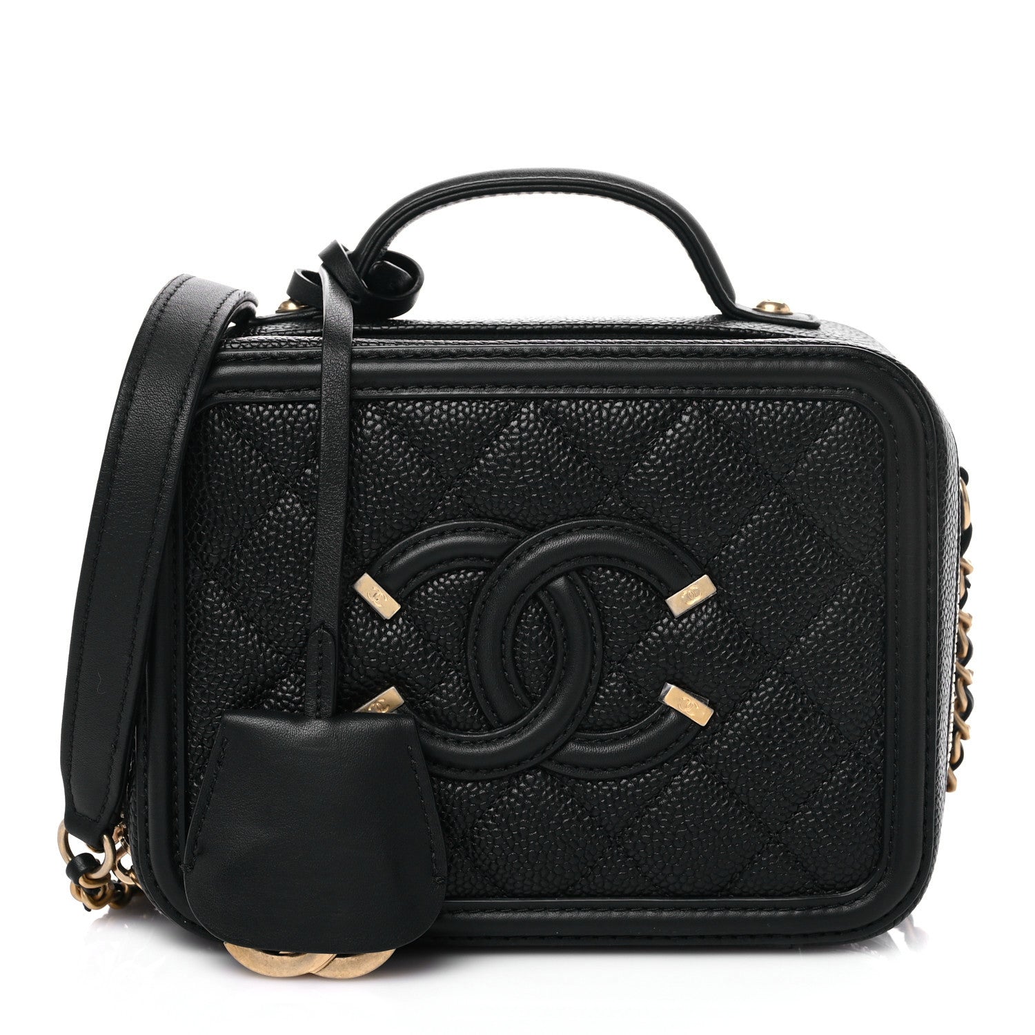 Chanel Caviar Quilted Small CC Filigree Vanity Case Black 1 of 9