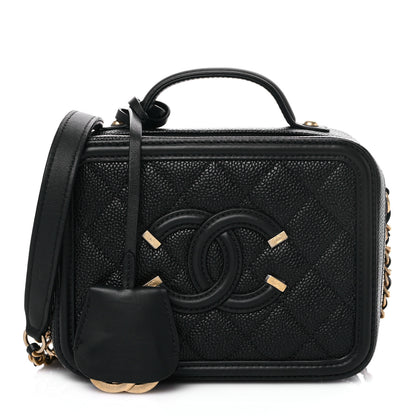 Chanel Caviar Quilted Small CC Filigree Vanity Case Black 1 of 9