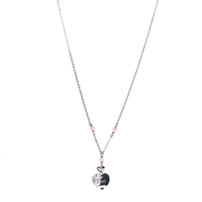 Christian Dior Metal Heart Beaded CD Necklace Silver 1 of 4