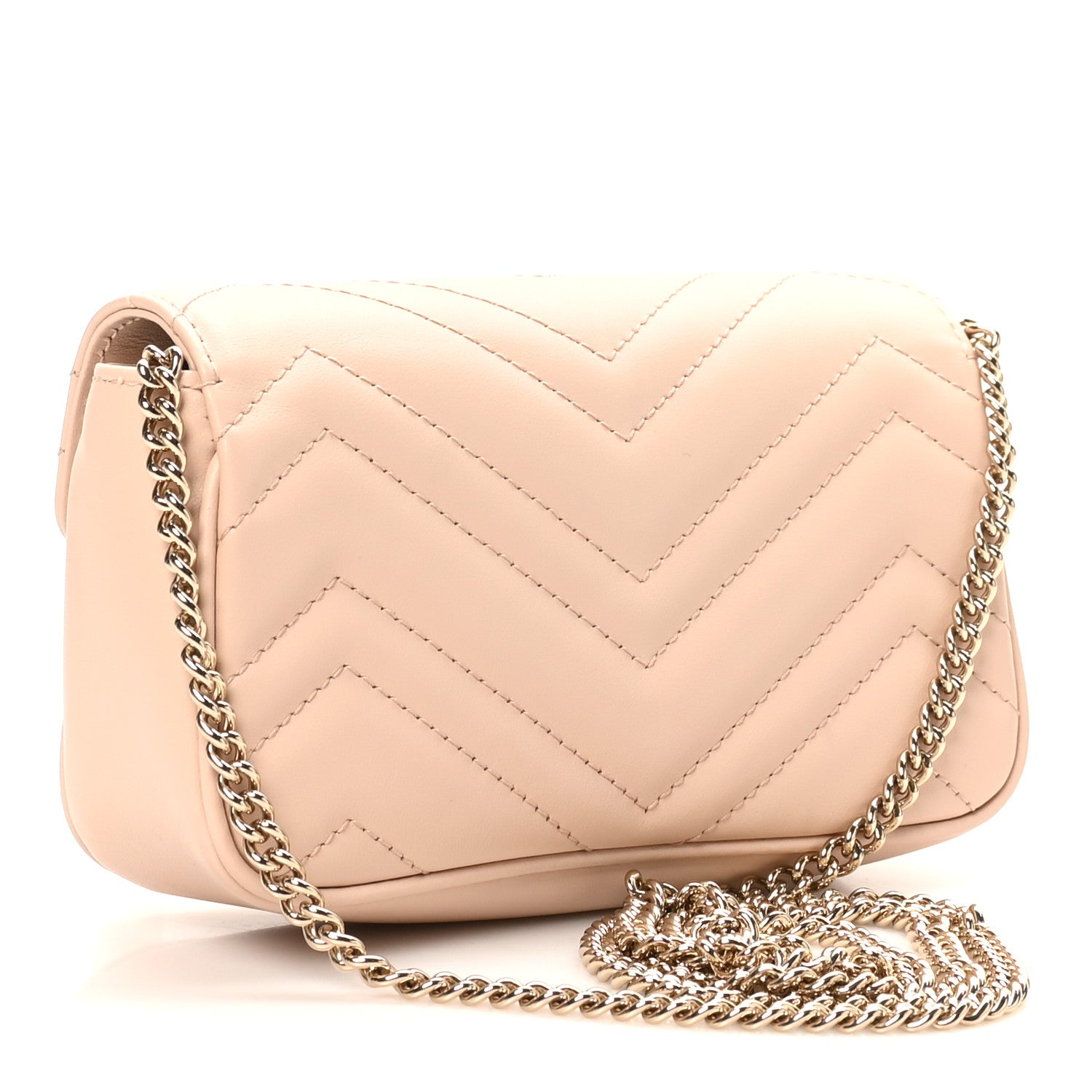 Gucci Calfskin Matelasse Super Mini GG Marmont Shoulder Bag Beige 3 of 10