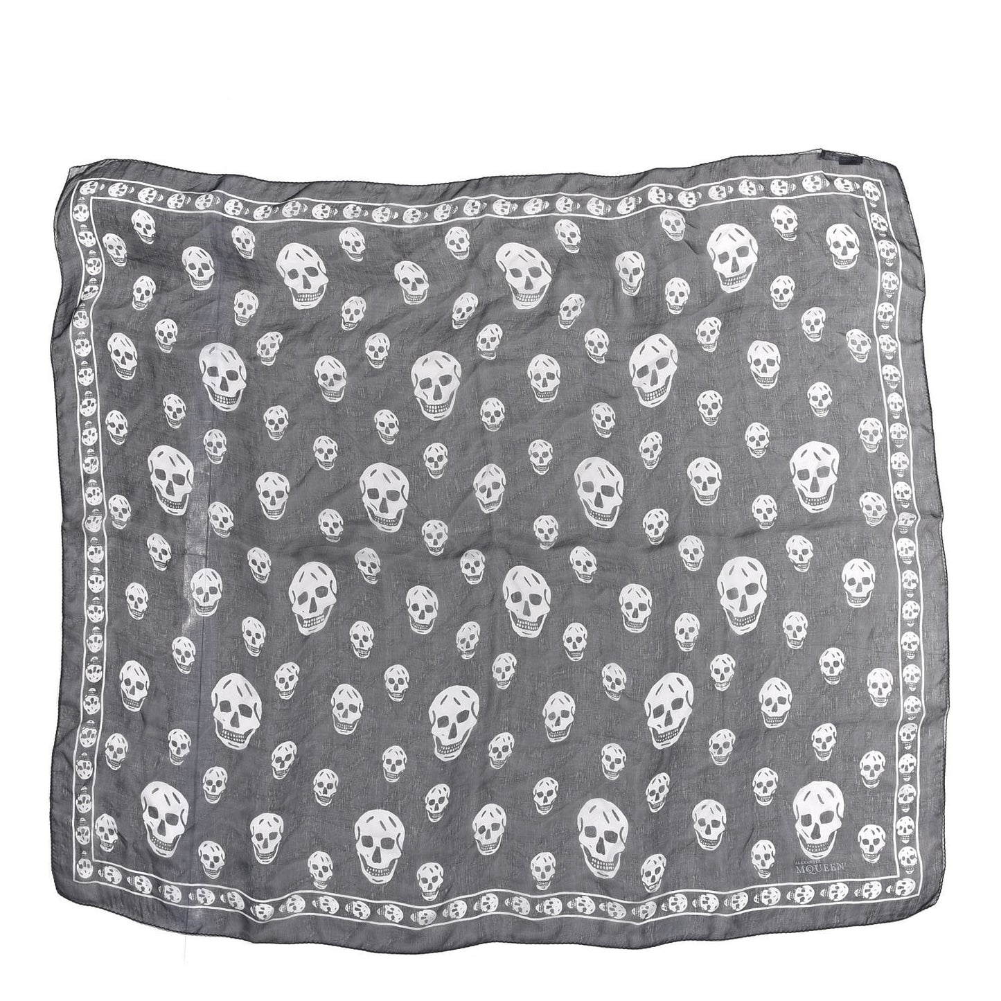 Silk Chiffon Skull Scarf Black Ivory