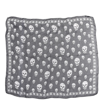 Alexander McQueen Silk Chiffon Skull Scarf Black Ivory 1 of 4