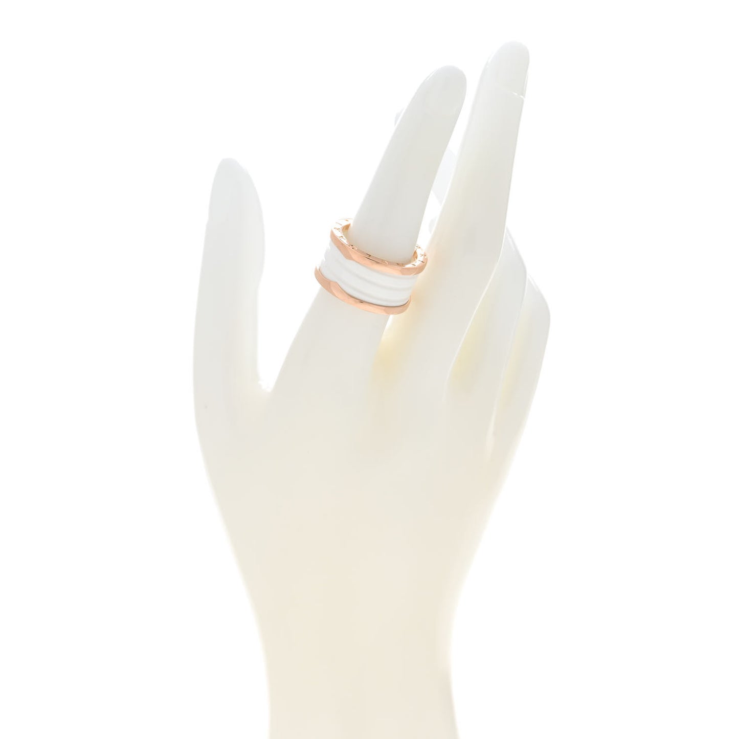 18K Rose Gold White Ceramic B.Zero1 Four-Band Ring 56 7.5