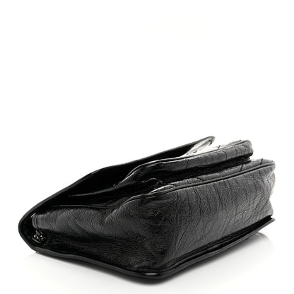 Saint Laurent Crinkled Calfskin Matelasse Monogram Medium Niki Chain Satchel Black 4 of 11