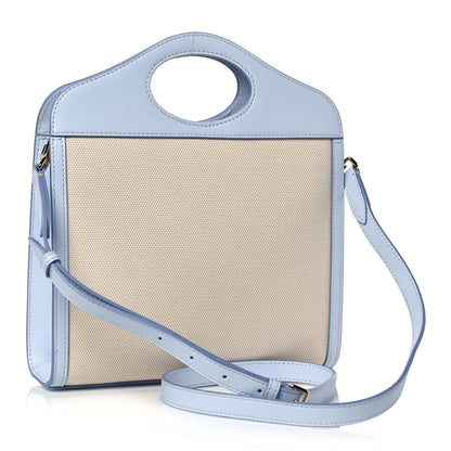Burberry Canvas Smooth Calfskin Two Tone Mini Pocket Bag Natural Pale Blue 3 of 15