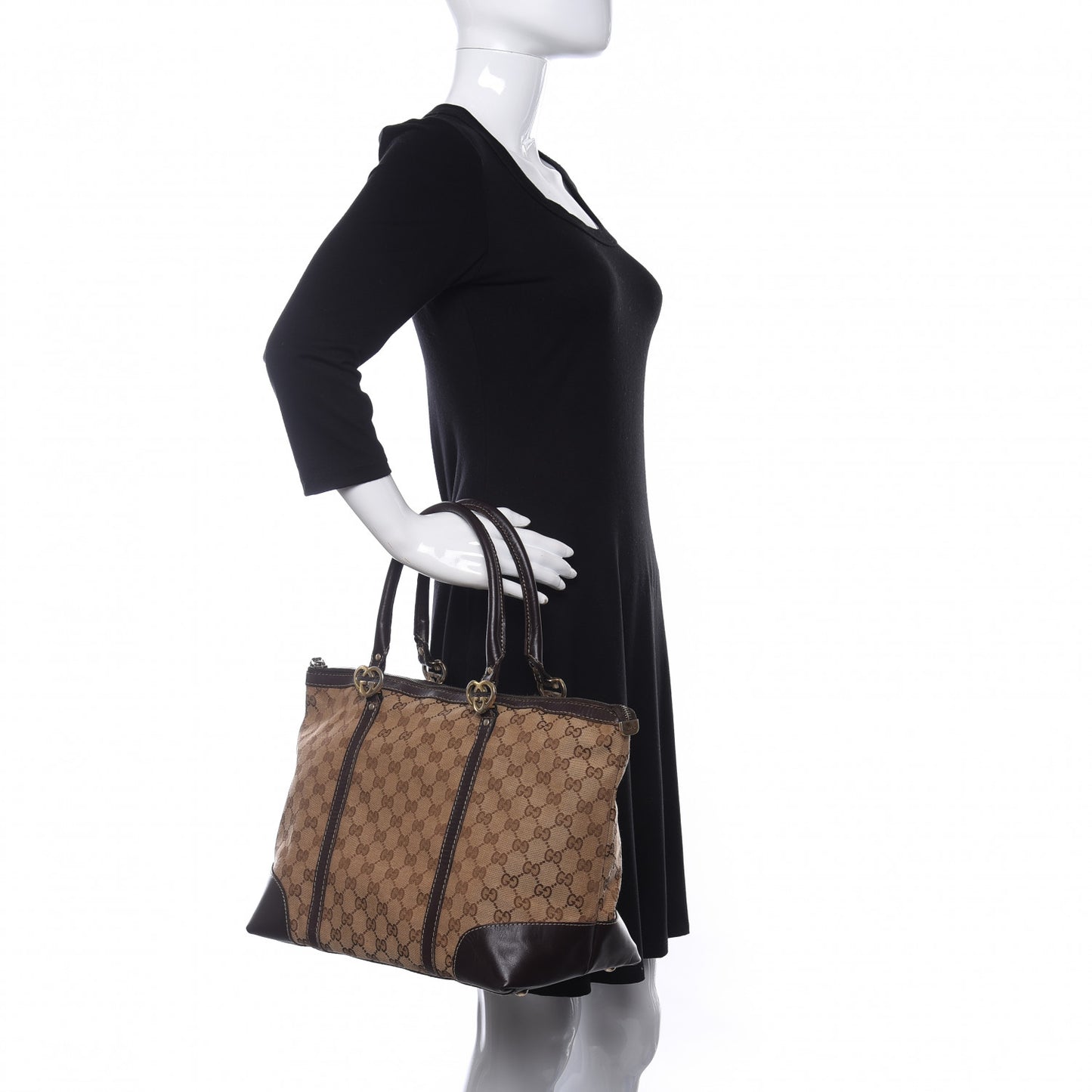 Monogram Lovely Heart Tote Brown