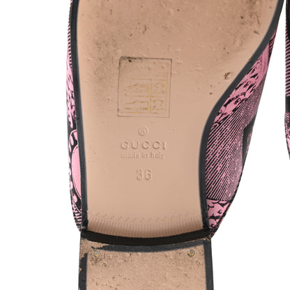 Gucci Silk Satin Saint Romain Womens Princetown Slippers 36 Pink Black 6 of 8