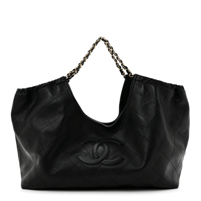Chanel Lambskin Quilted Neo Cabas Shopping Tote Black 1 of 11
