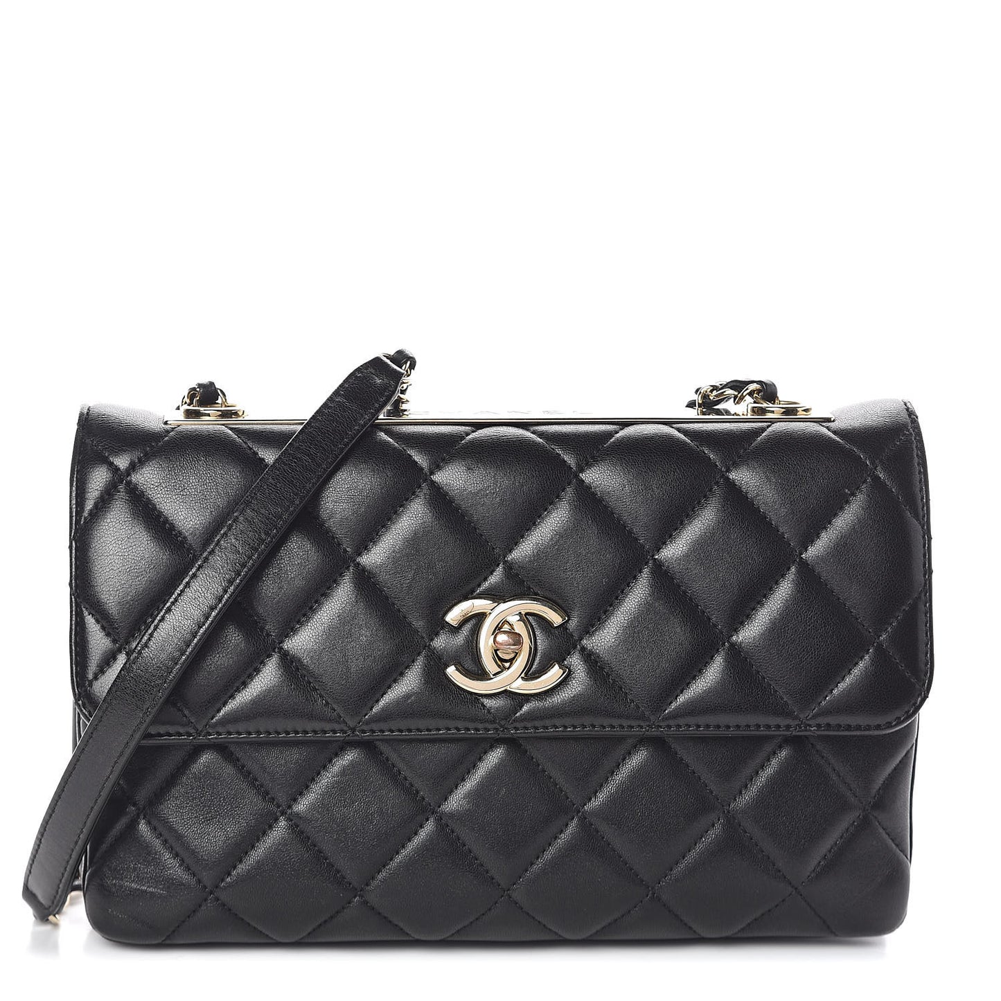 Lambskin Quilted Medium Trendy CC Flap Black
