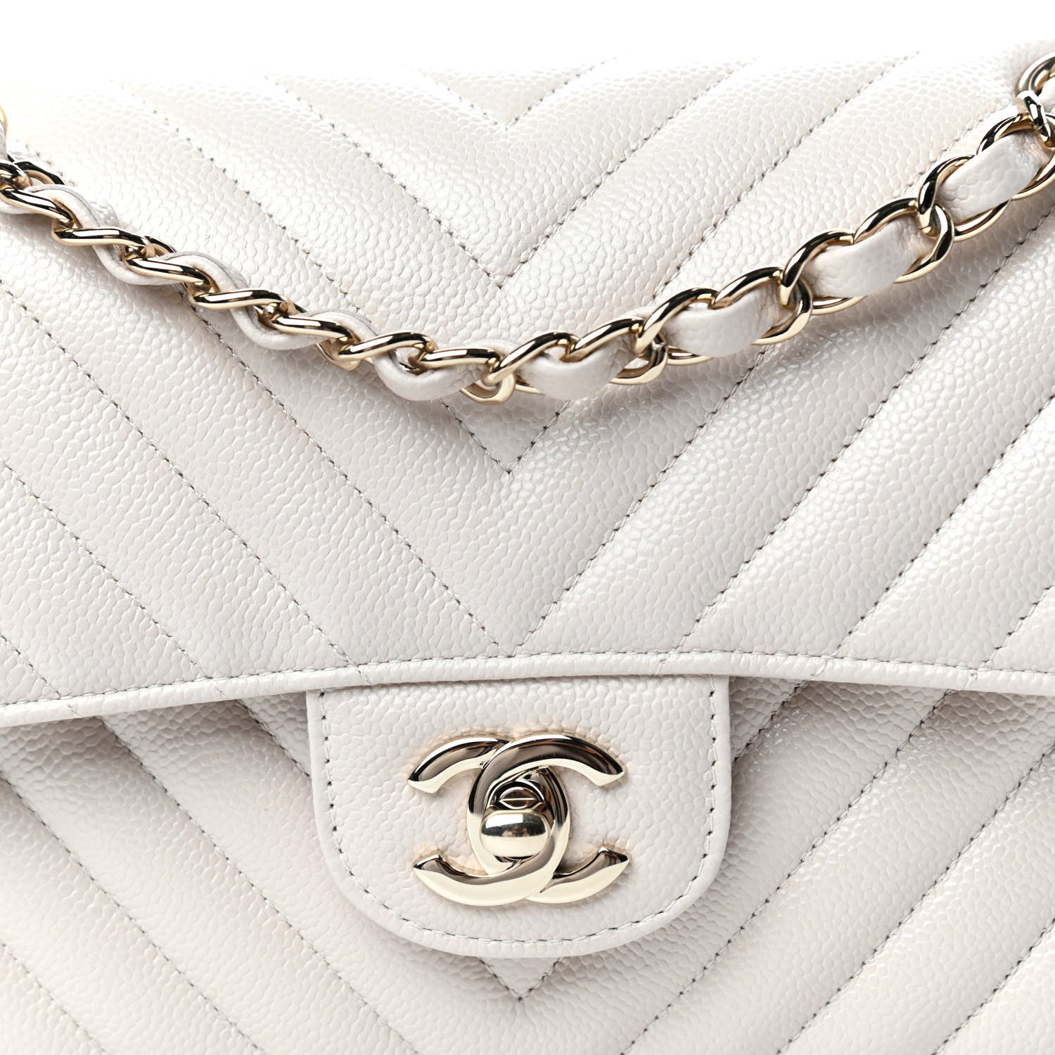 Chanel Caviar Chevron Quilted Small Double Flap Beige 10 of 11