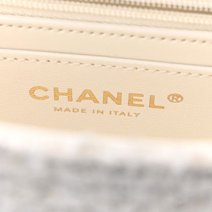 Chanel Tweed Quilted Mini Bow Top Handle Rectangular Flap White Black 5 of 9