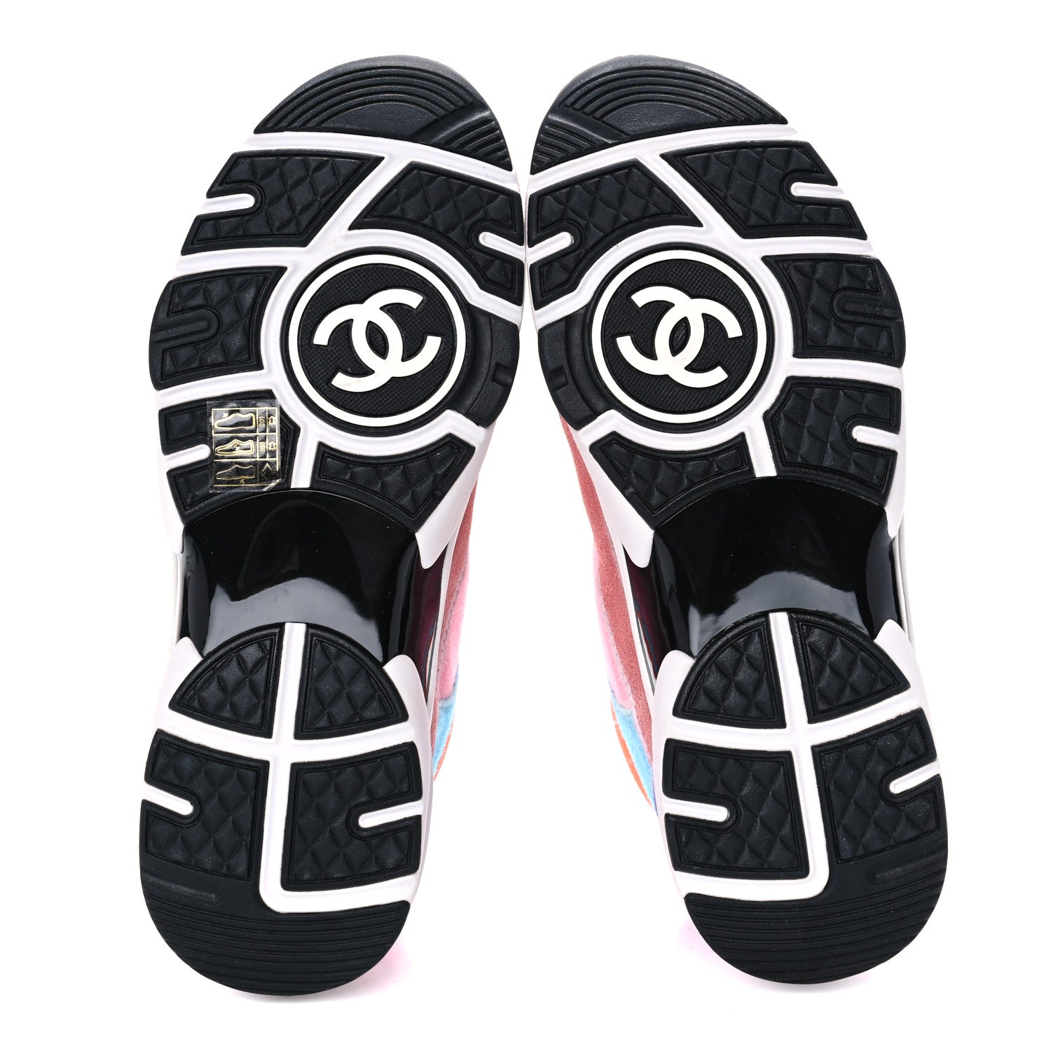 Chanel Fabric Calfskin Suede CC Womens Sneakers 38 White Multicolor 6 of 8