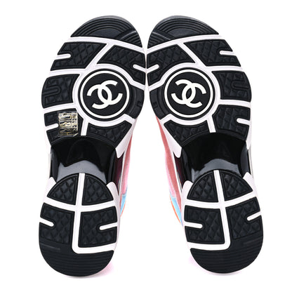 Chanel Fabric Calfskin Suede CC Womens Sneakers 38 White Multicolor 6 of 8