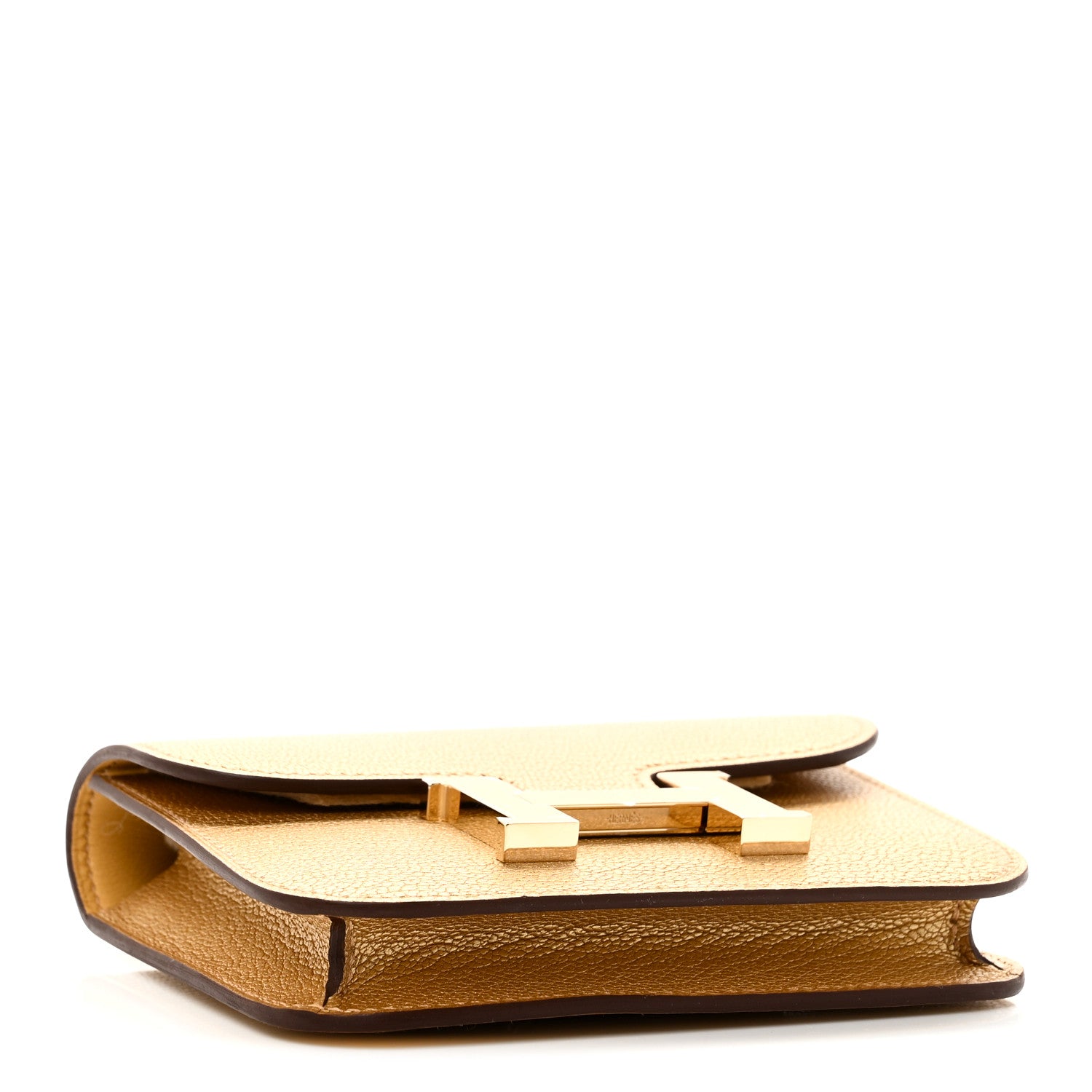 Hermes Metallic Chevre Chamkilight Constance Slim Wallet Dore 5 of 10