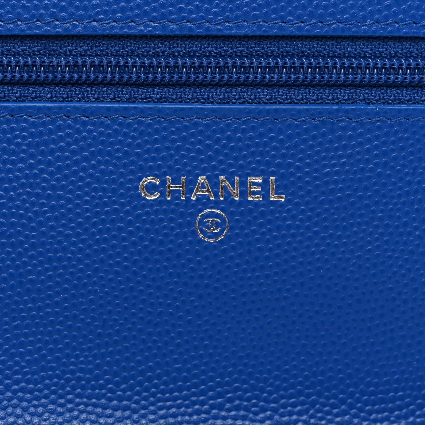 Caviar Chevron Quilted Wallet On Chain WOC Bright Blue