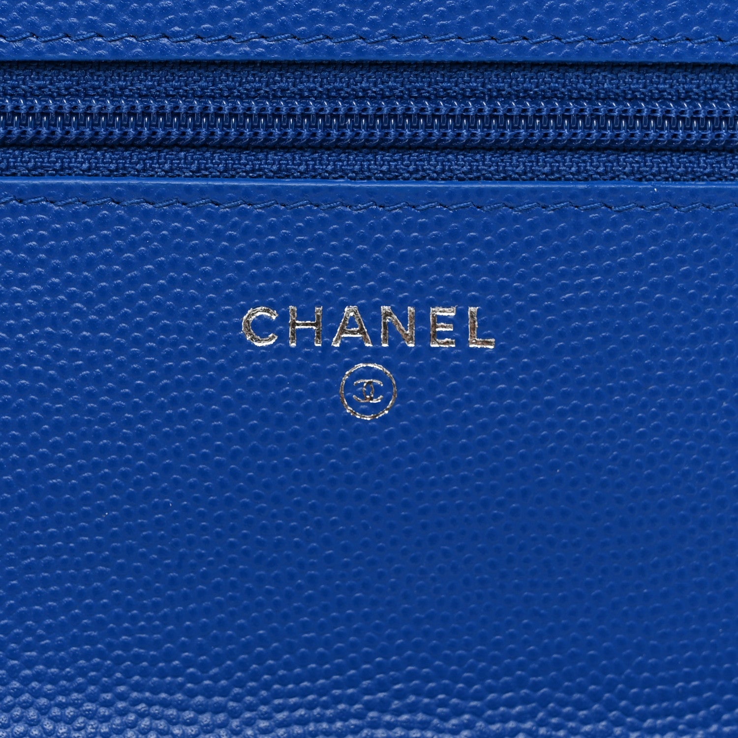 Chanel Caviar Chevron Quilted Wallet On Chain WOC Bright Blue 7 of 12