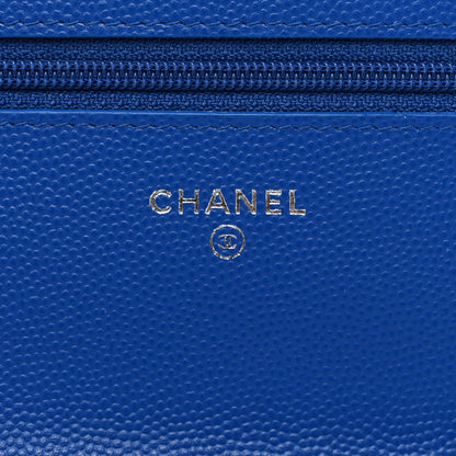 Chanel Caviar Chevron Quilted Wallet On Chain WOC Bright Blue 7 of 12