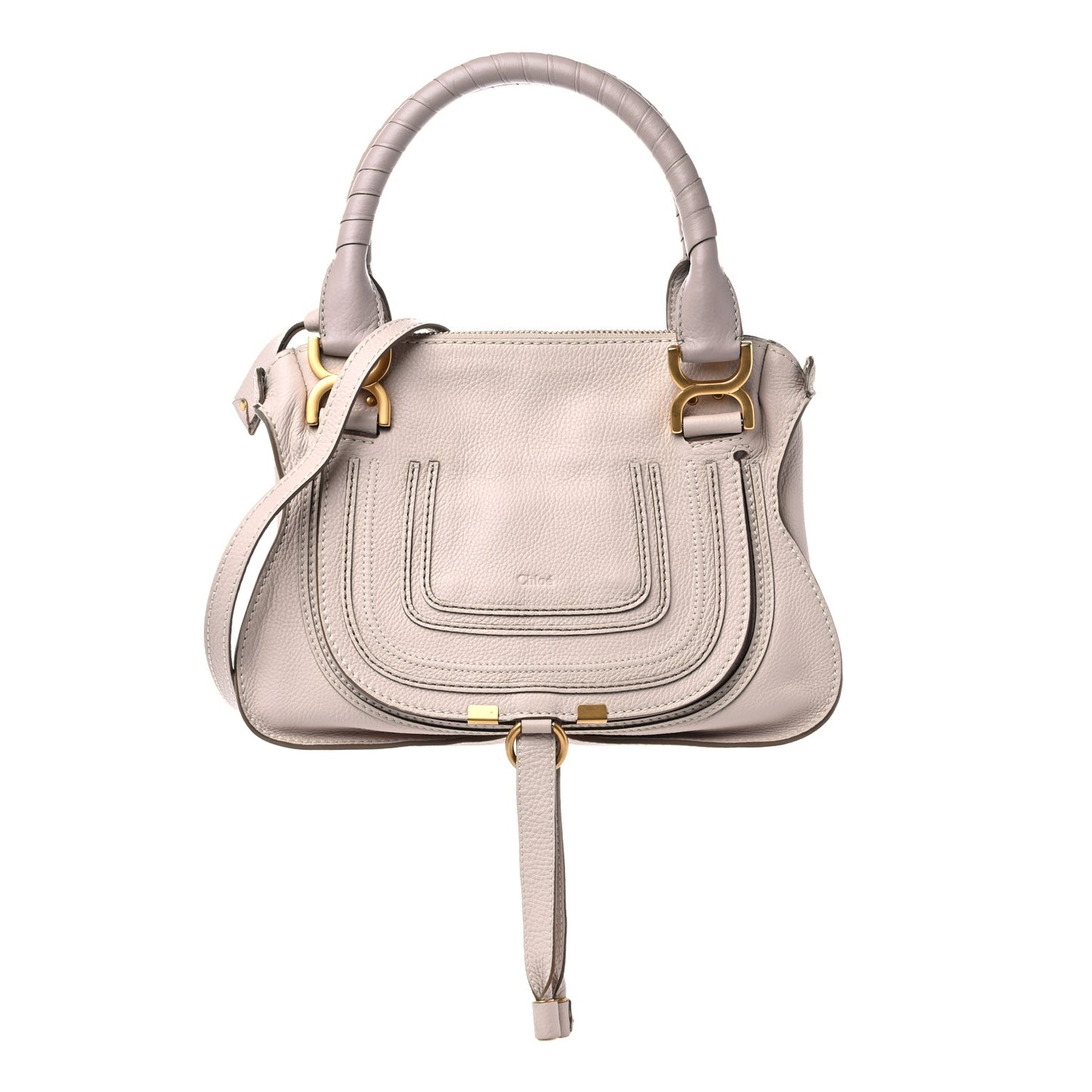 Calfskin Small Marcie Satchel Abstract White
