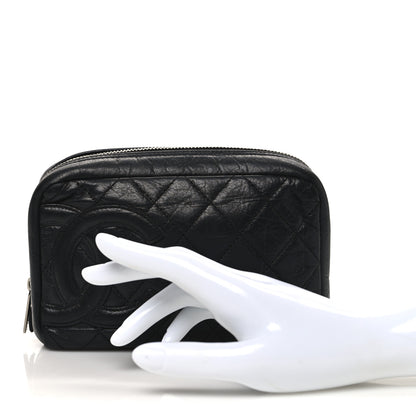 Chanel Aged Calfskin Quilted Cambon Cosmetic Case Black 2 of 10