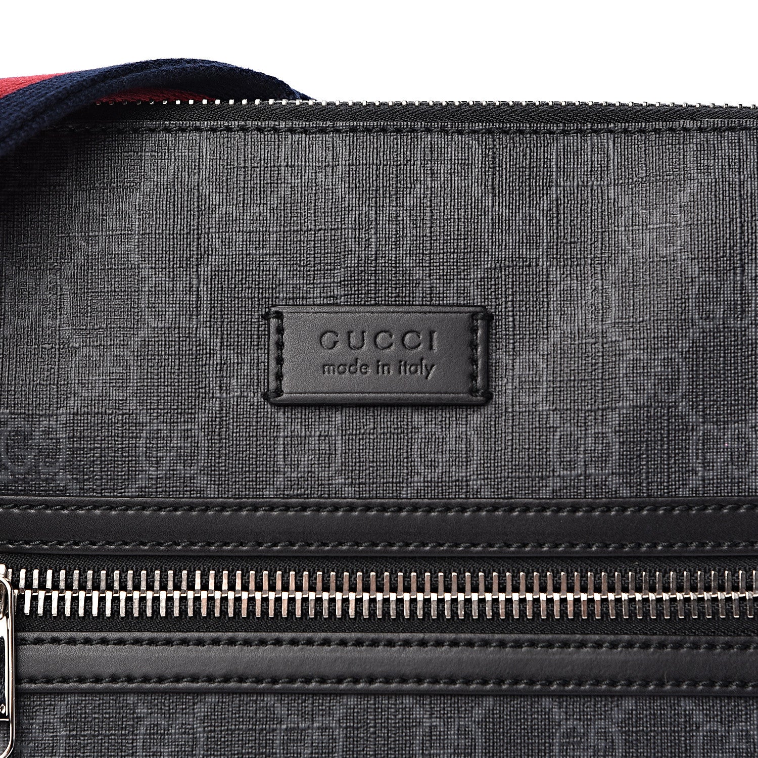 Gucci GG Supreme Monogram Appia Calfskin Web Flat Messenger Bag Black Grey 10 of 10