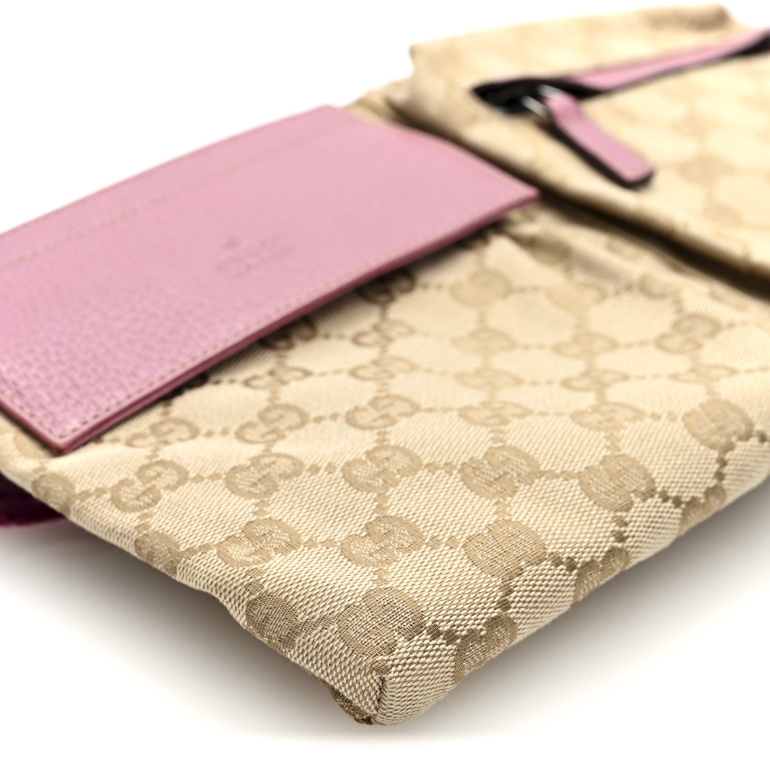 Gucci GG Monogram Web Double Pocket Belt Bag Pink 9 of 10