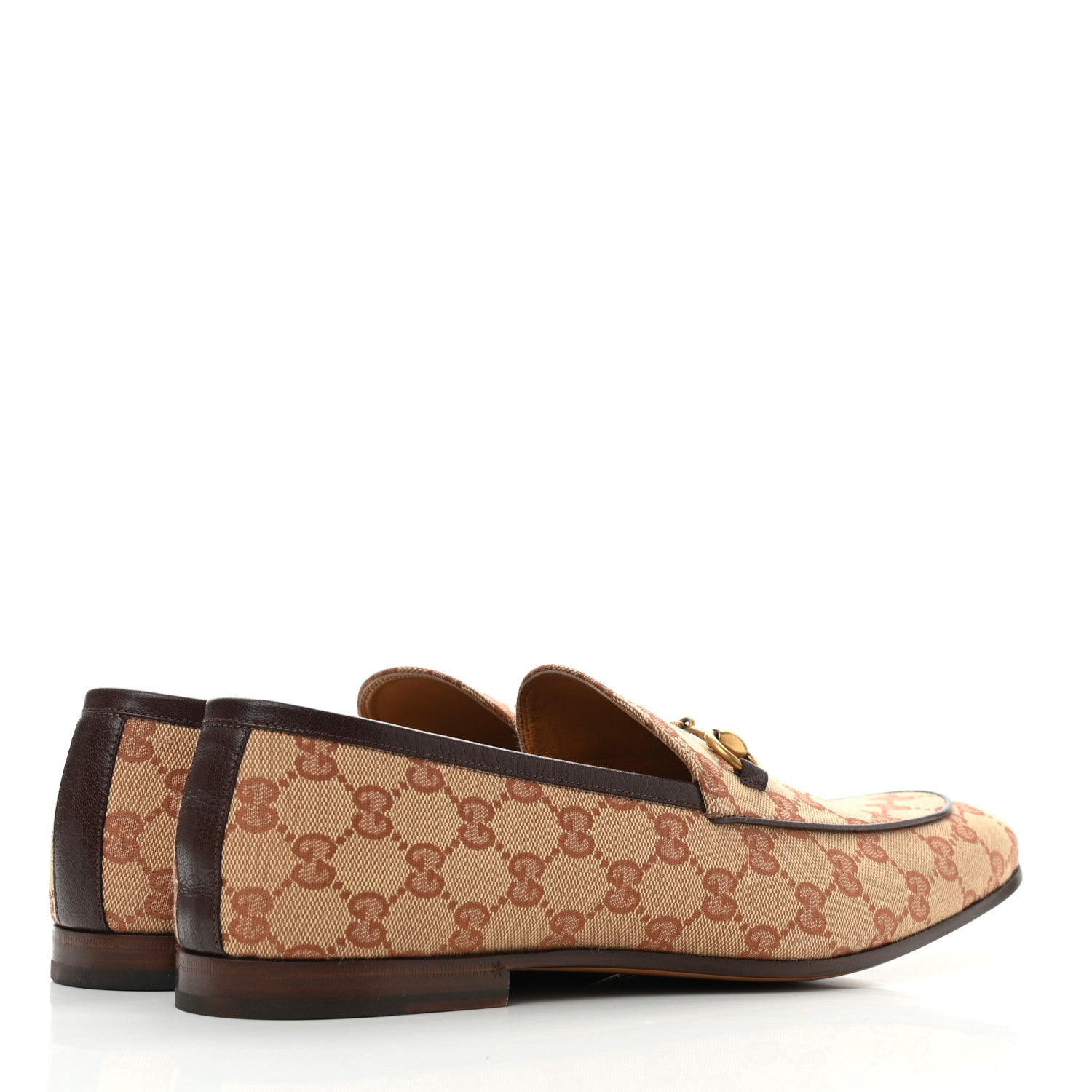 Gucci Canvas GG Monogram Horsebit Mens Jordaan Loafers 11 Beige Ruggine Light Brown 4 of 8