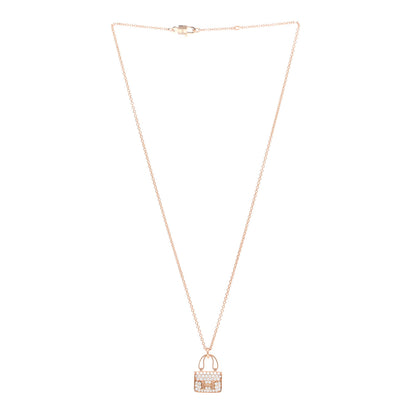 Hermes 18K Rose Gold Diamond Constance Amulettes Pendant Necklace 3 of 5