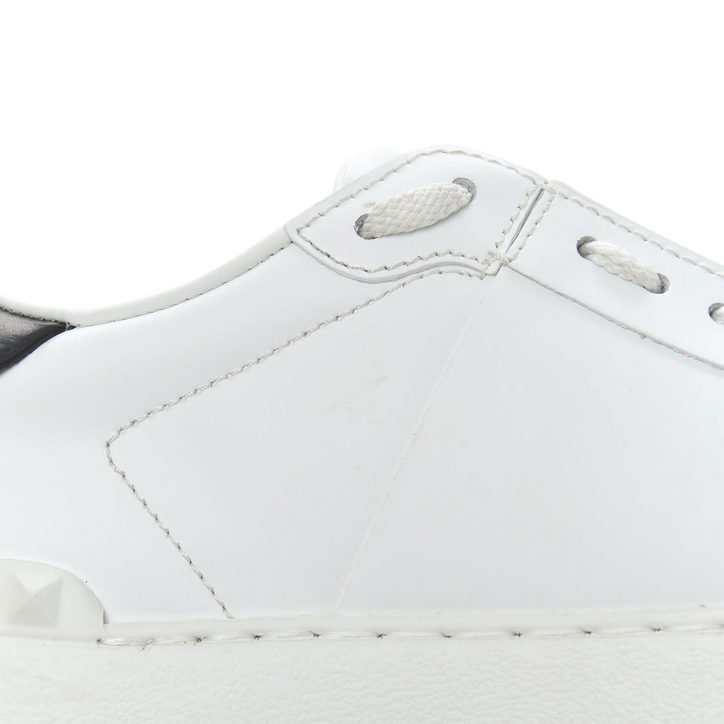 Calfskin VLTN Rockstud Open Sneakers 36 White