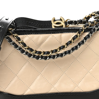 Chanel Aged Calfskin Quilted Small Gabrielle Hobo Beige Black 8 of 10