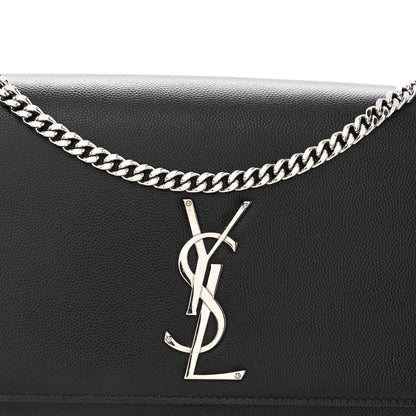 Saint Laurent Grain De Poudre Medium Classic Monogram Kate Satchel Black 7 of 9