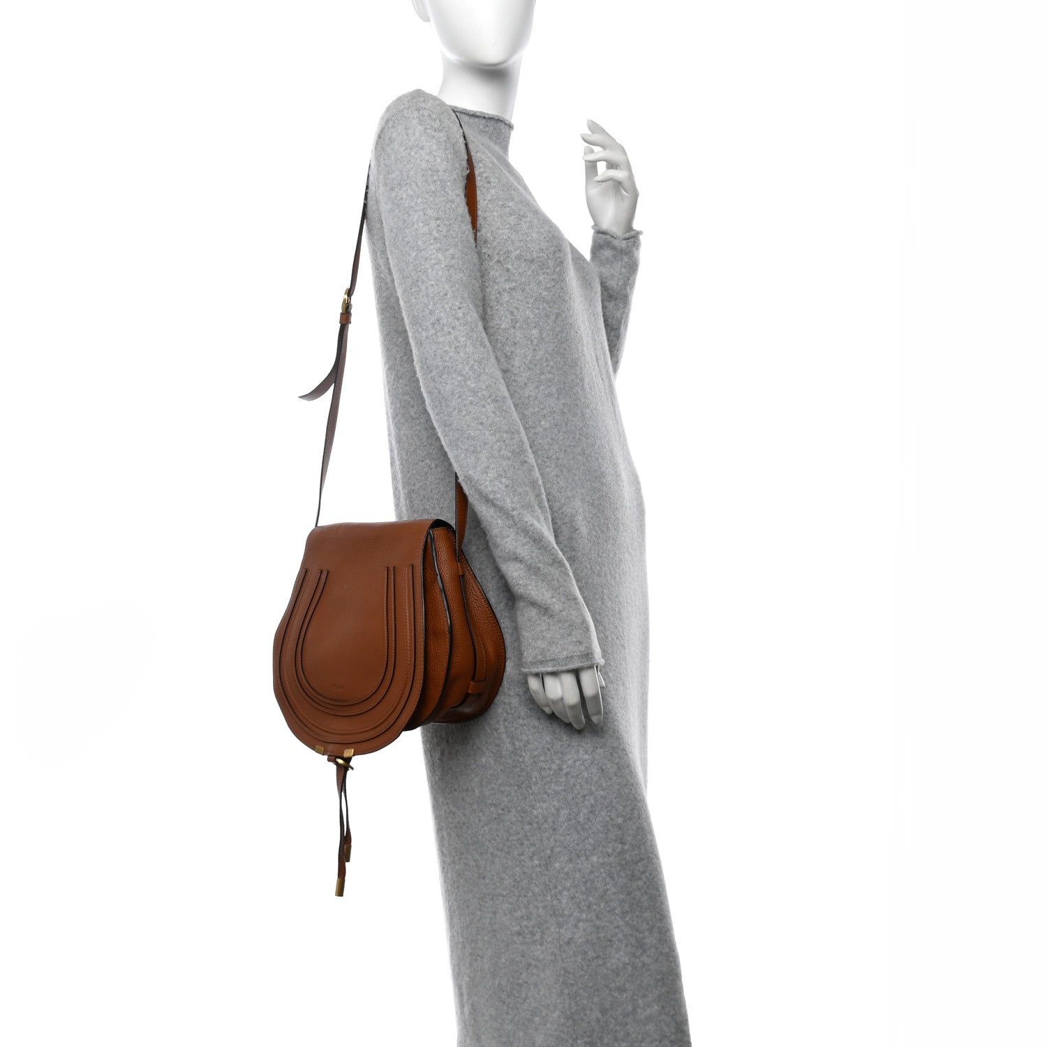 Chloe Calfskin Medium Marcie Round Crossbody Bag Tan 2 of 12