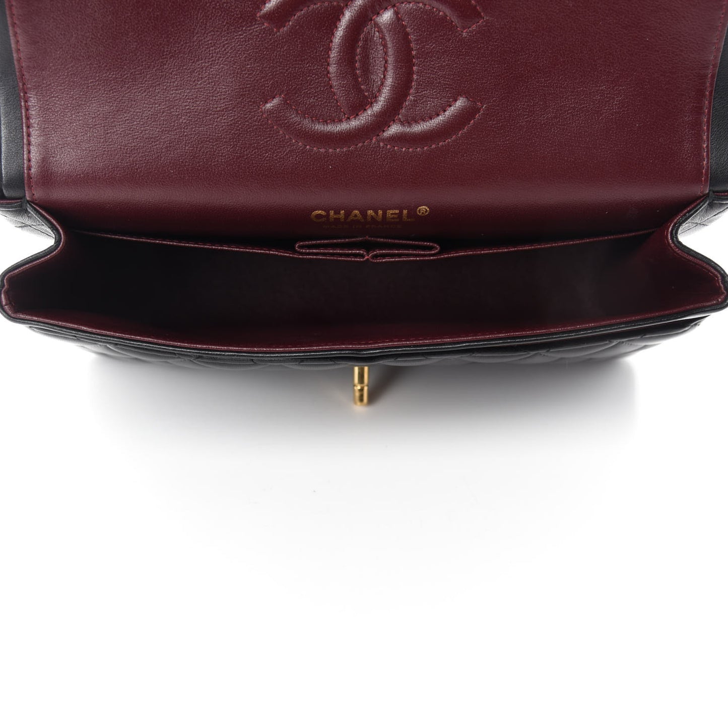 Lambskin Quilted Medium Double Flap Black