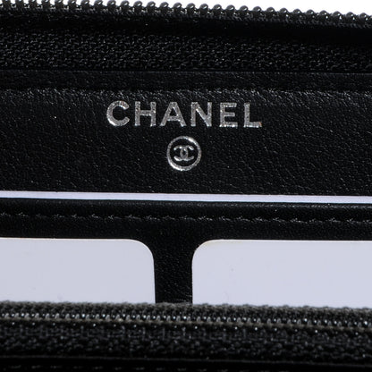 Chanel Patent Camellia Embossed Large Gusset Zip Wallet Black 8 of 9
