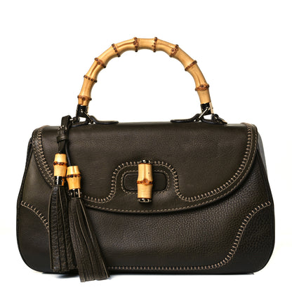 Gucci Calfskin Large New Bamboo Top Handle Bag Olive Green 1 of 9