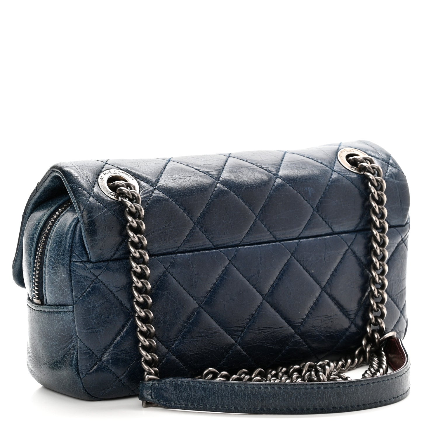 Chanel Glazed Calfskin Quilted Small Duo Color Flap Blue 3 of 12