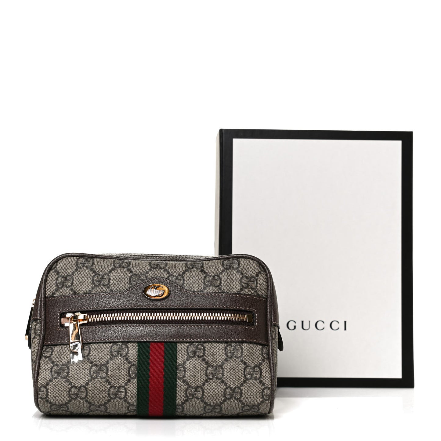 GG Supreme Monogram Web Small Ophidia Belt Bag 75 30 Dark Brown