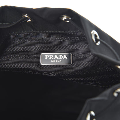 Prada Saffiano Tessuto Nylon Vela Lettering Bucket Wristlet Black 7 of 9