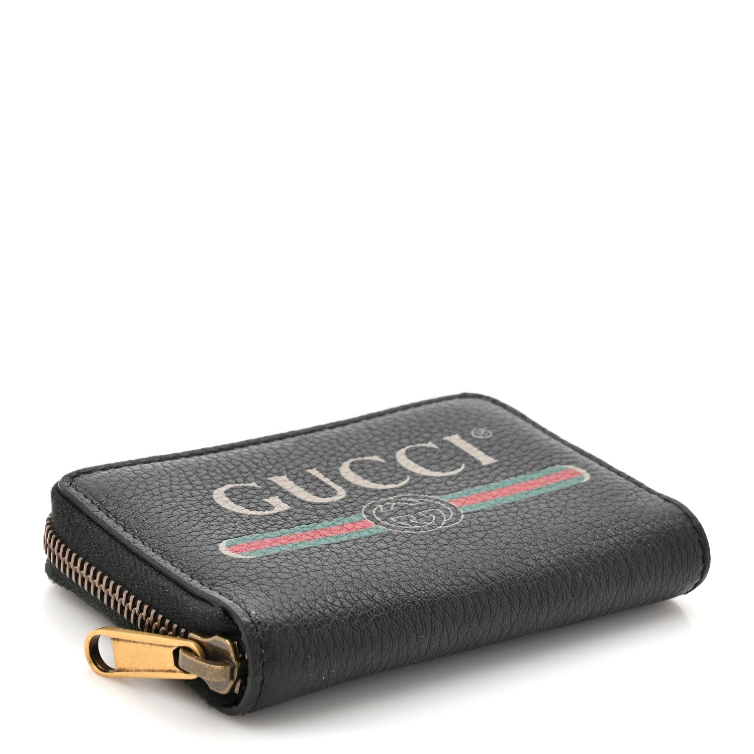 Gucci Calfskin Logo Zip Around Card Case Black 4 of 7