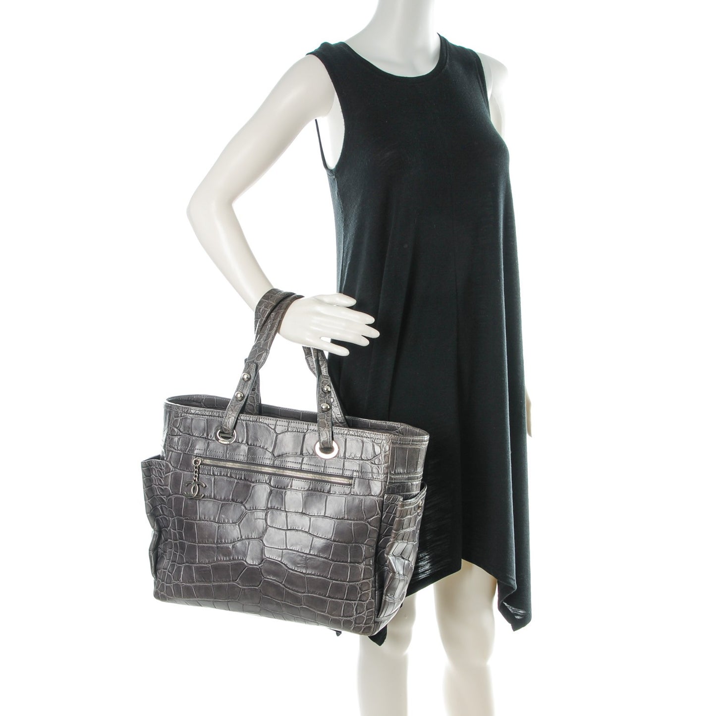 Matte Alligator Paris Biarritz Tote Grey