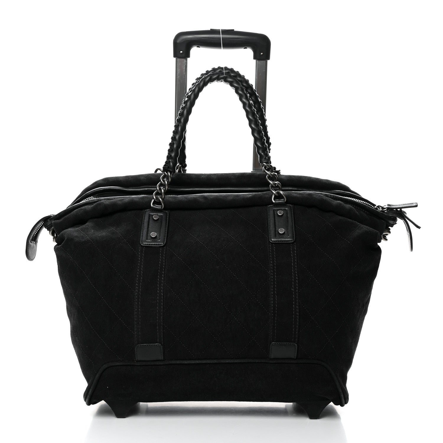 Chanel Washed Toile Calfskin Quilted Trolley Black 2 of 13