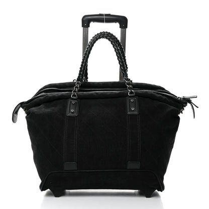 Chanel Washed Toile Calfskin Quilted Trolley Black 2 of 13