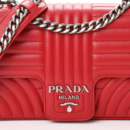 Prada Soft Calfskin Impunture Diagramme Medium Chain Flap Shoulder Bag Fuoco 9 of 9
