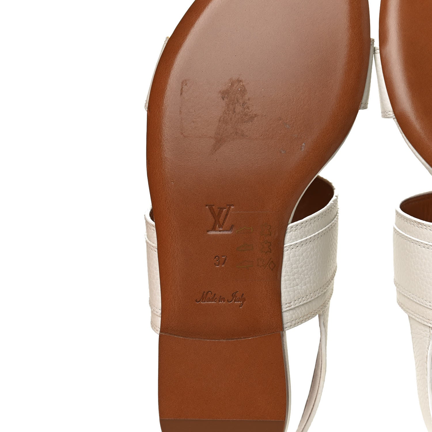 Louis Vuitton Grained Calfskin Horizon Flat Sandals 37 White 8 of 11